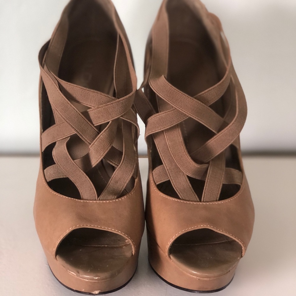 Aldo Nude Strappy Platforms